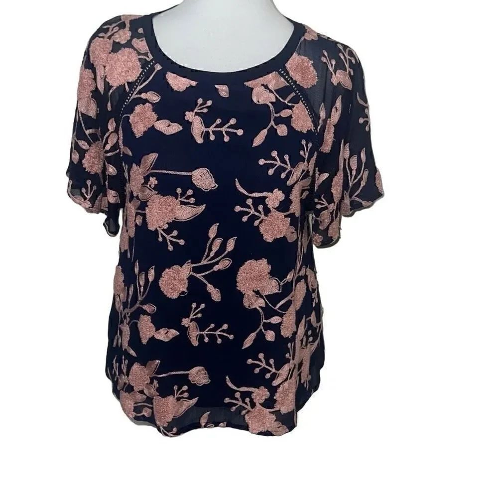 Anthropologie | Anthro Maeve Franca Textured Blouse Short Sleeve sz XS X-Small